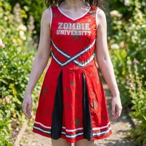 Chasing Fireflies Kids Zombie University Cheerleader‎ Costume Dress Red Black